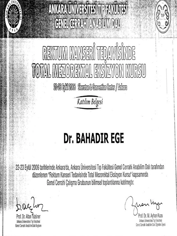 Rektum Kanseri Total Mezorektal Eksizyon